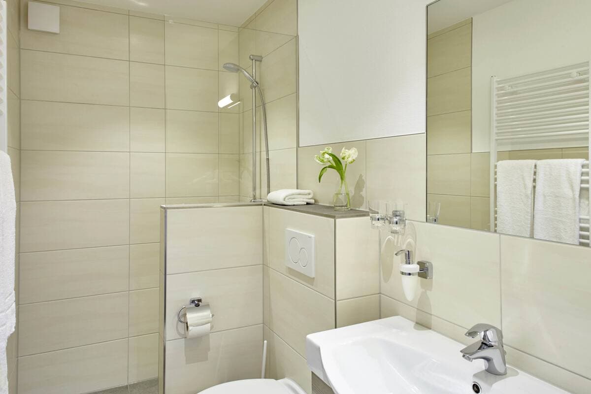 Badezimmer in dem Naturotel Landhaus Haverbeckhof in Bispingen