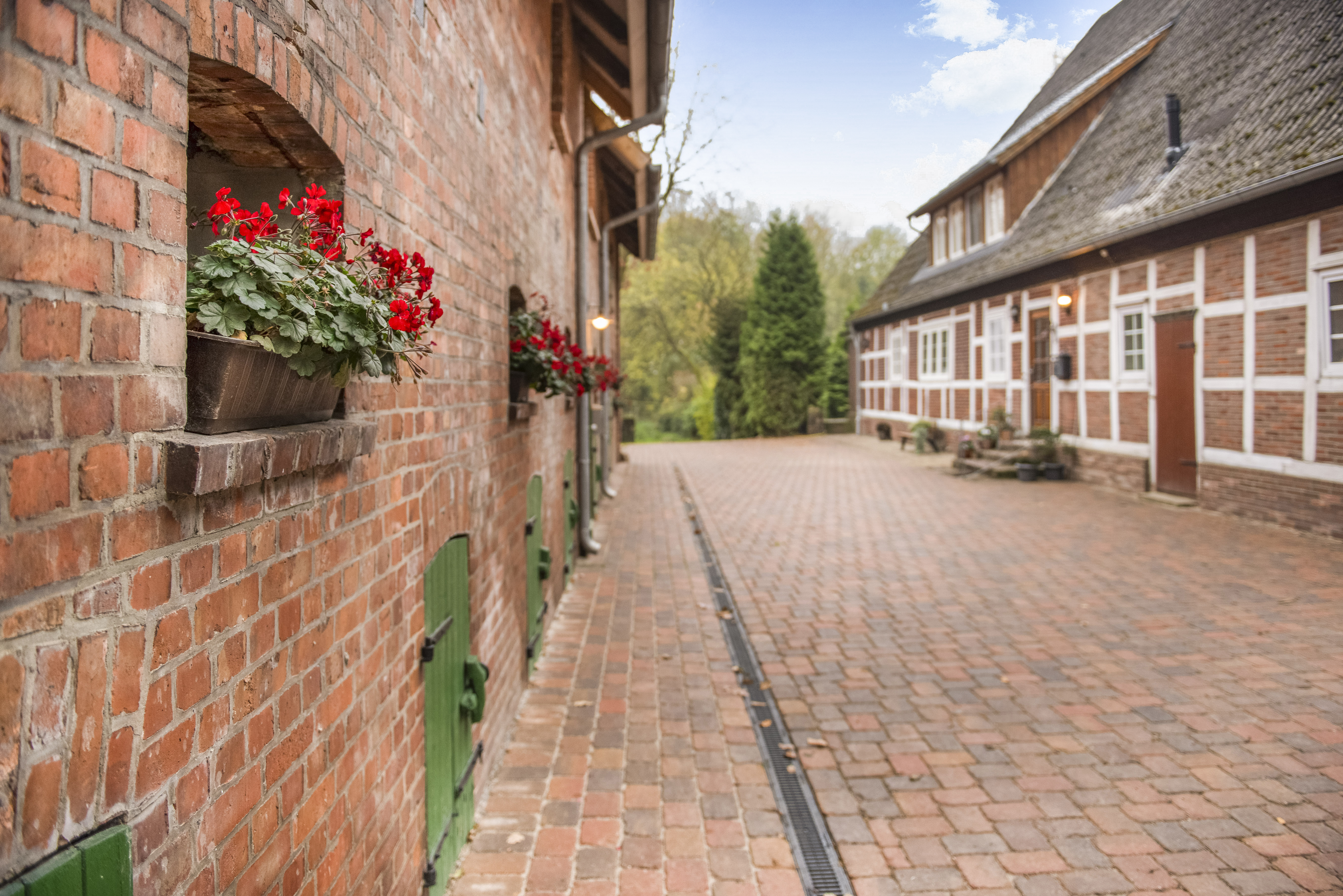 Außengelände der Ferienwohnungen Heitmannshof in Rosengarten